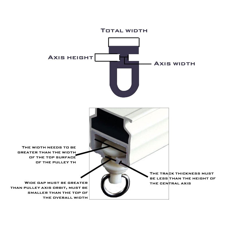 Micro Trader 50Pcs Curtain Track Rail Gliders Runner Wheel Rollers Hooks Fit for 9mm Wide Curtain Track Rail 9mm Bottom Diameter White Plastic - Image 4